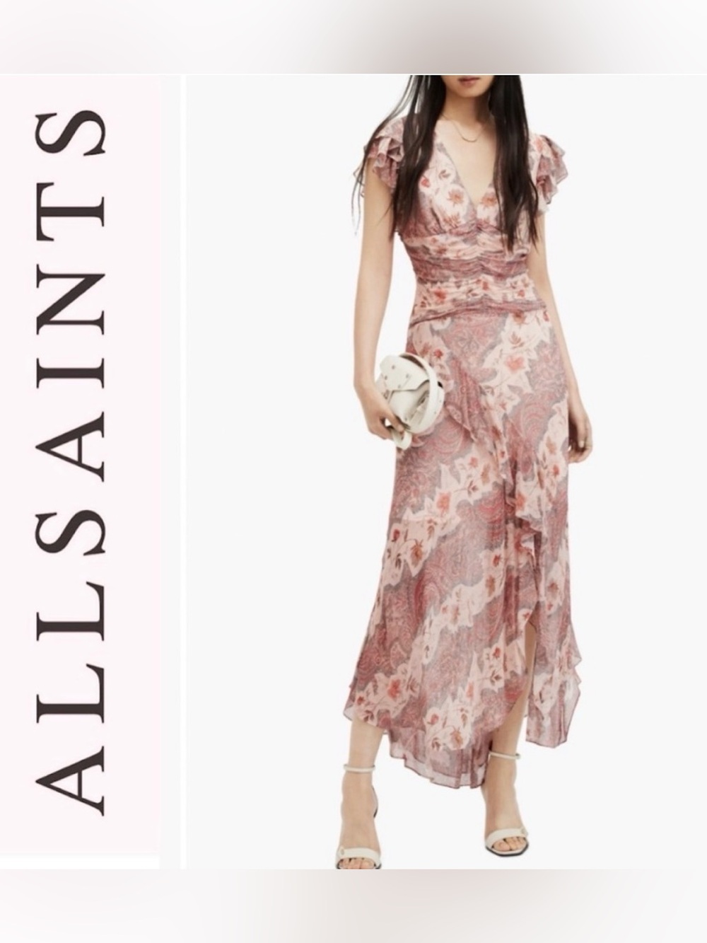 Allsaints Brea Floral Paisley Cascading Dress Autumn Wedding Guest Boho-Chic 4
